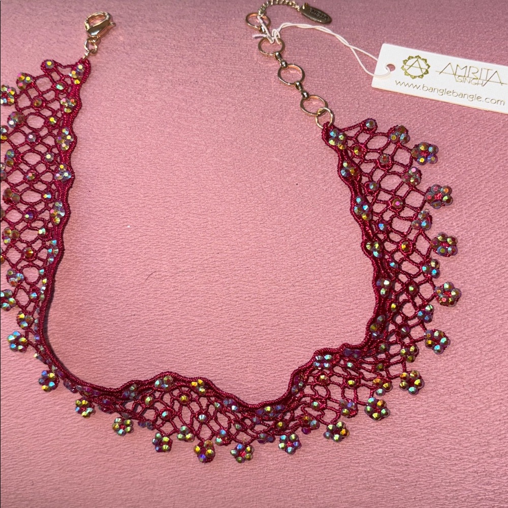 Amrita Singh Red and Gold Necklace - Picture 2 of 4